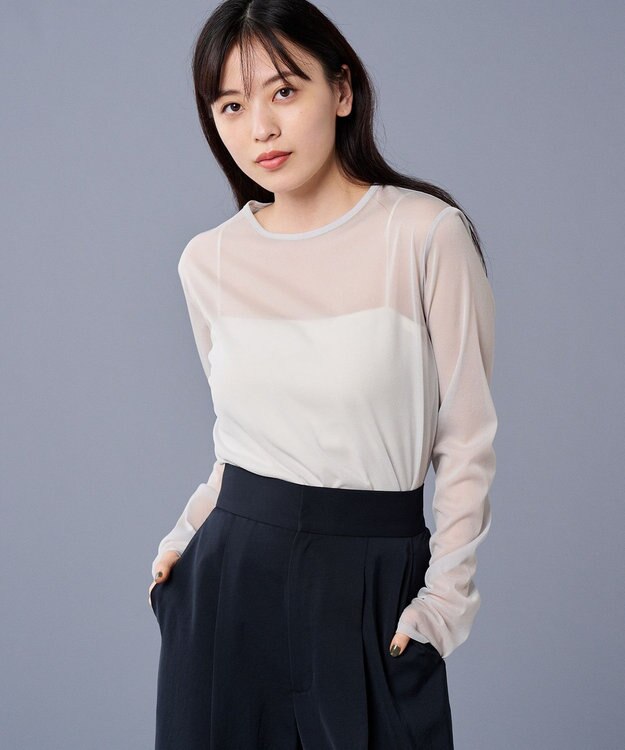 uncrave トリコットシフォン クルーネック カットソー（uncrave STANDARD） アイスグレー