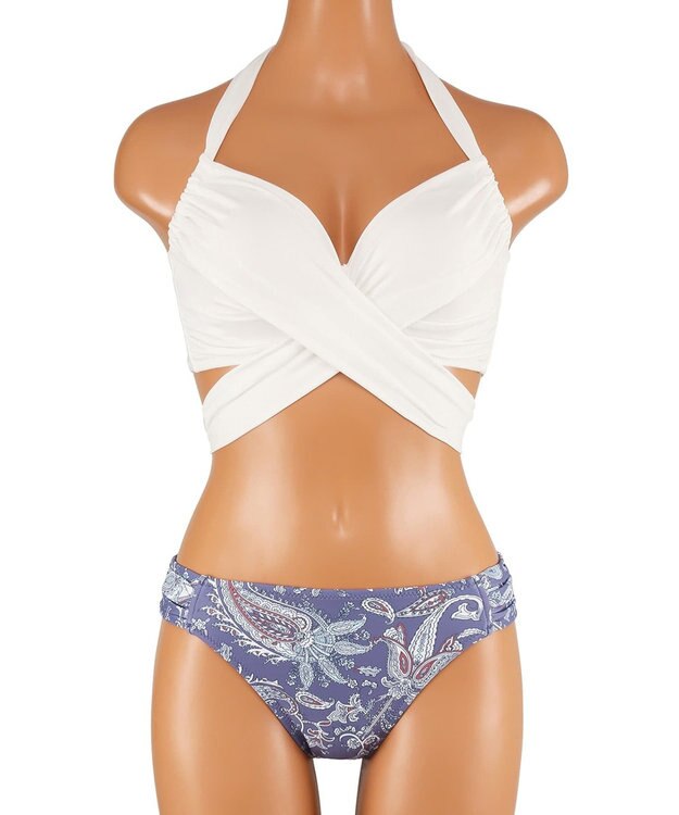 San-ai Resort（三愛水着楽園） ワコール定番商品カップ使用GHIカップの大きなお胸に対応【グラマラスフィット】クロスワイヤー水着　11EF-ML・13GHI-L LL【San-ai Resort（サンアイリゾート）】 ホワイト×パープル