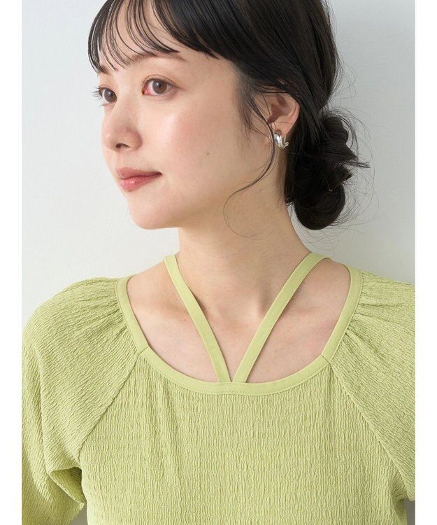 earth music&ecology ポコポコホルタープルオーバー Lime Green