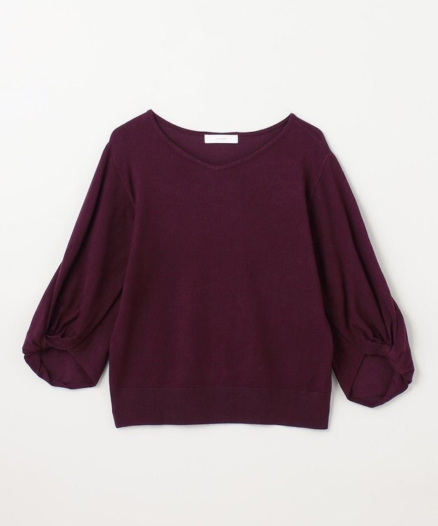 ANY 【洗濯機可】ボリュームスリーブニット ワインレッド