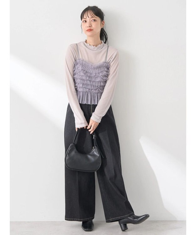 earth music&ecology フロントジップデニムパンツ Black