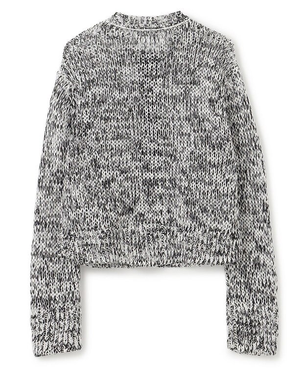 BEIGE， 【洗える】THYME / クルーネックコットンメッシュカーディガン Ecru×Black