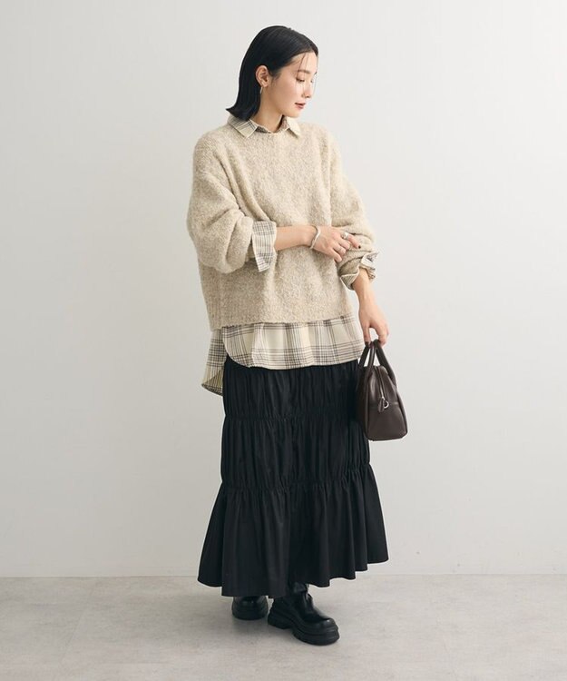 Green Parks ネルチェックシャツ Ivory