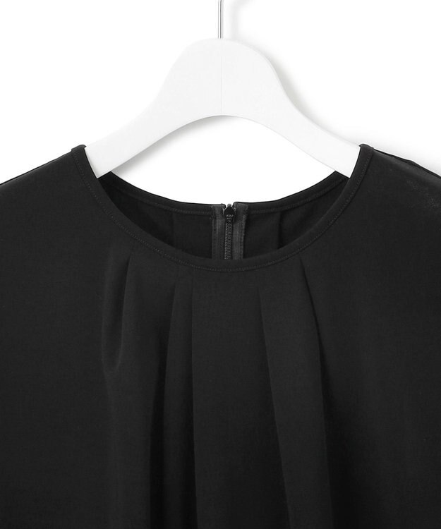 23区 S 【接触冷感/洗える】ツイストコットンプレーティング タックデザイン カットソー ブラック系