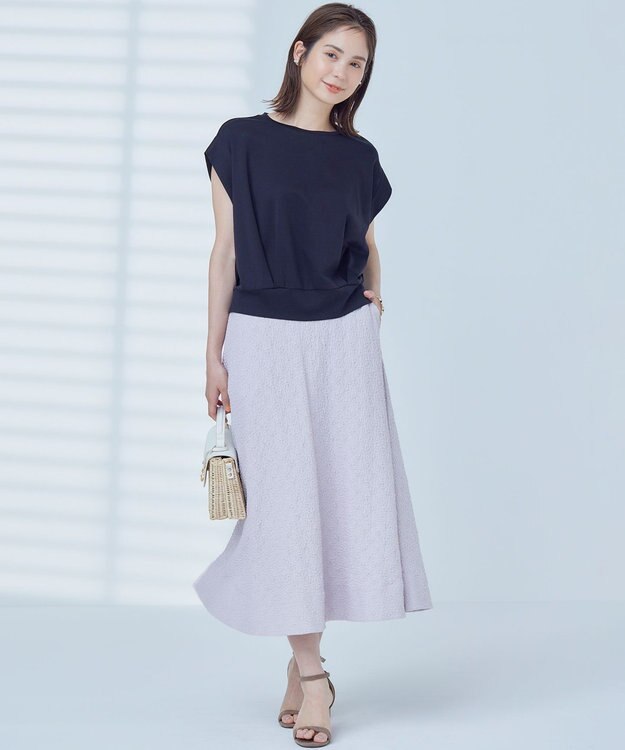 組曲 L 【WEB限定】コンシャスジャージーフレンチスリーブカットソー ブラック系