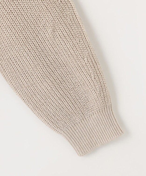 自由区 【洗える】コットンウールミドルゲージプルオーバー ニット ベージュ