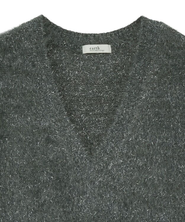 earth music&ecology 【予約】キャットライクヤーンニットベスト チャコールグレー