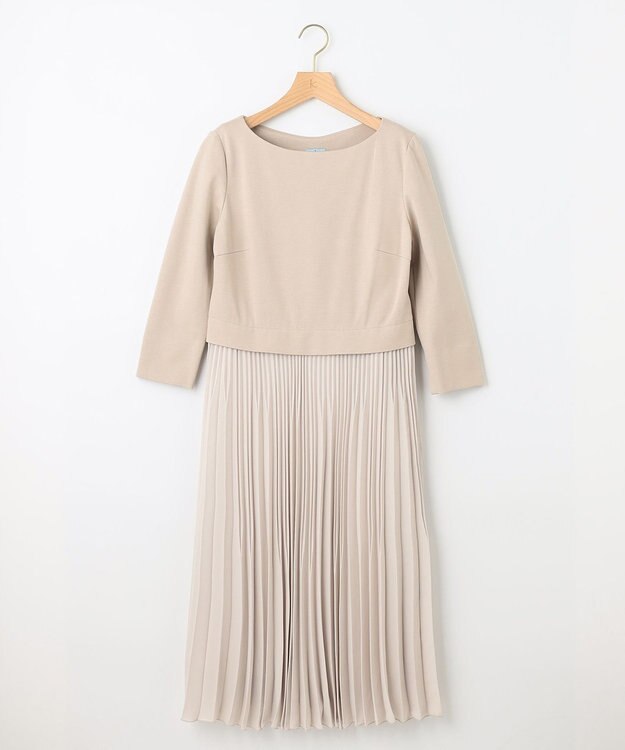 組曲 L 【KUMIKYOKU NAVY】ジャージーコンビプリーツ ワンピース ベージュ系