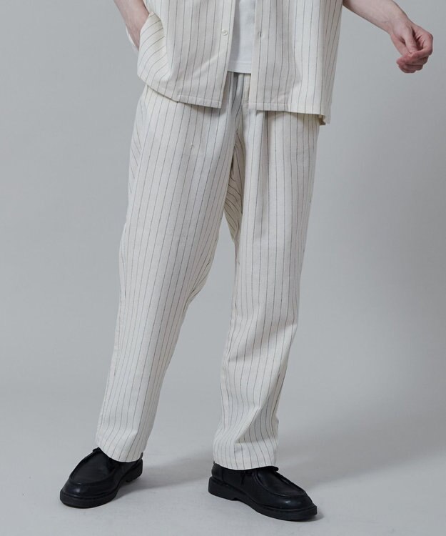 WEGO 【ユニセックス着用アイテム/手洗い可/SETUP可/ウエストゴム】リネンレーヨンイージーパンツ オフホワイト