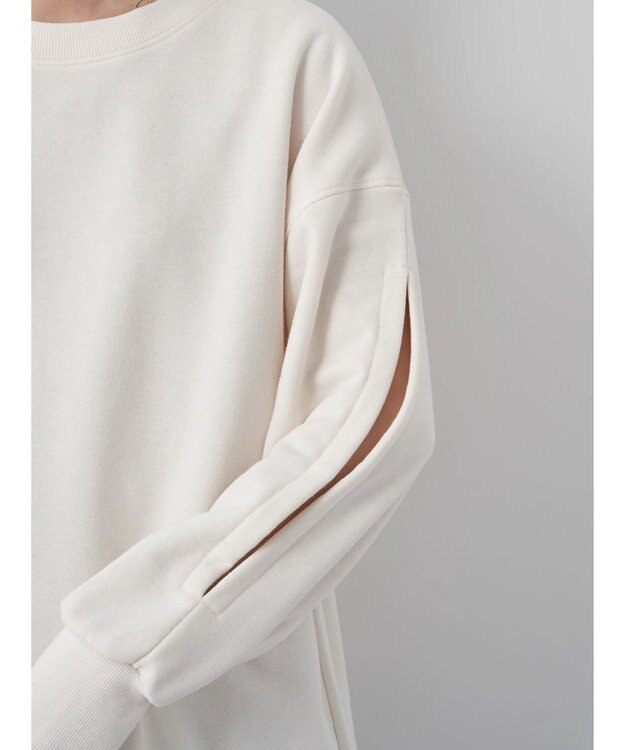 earth music&ecology 袖スリットスウェット Ivory
