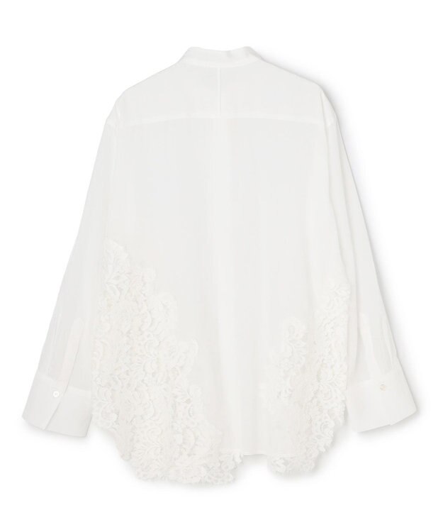 BEIGE， GALENA / コットンレースバンドカラーシャツ Off