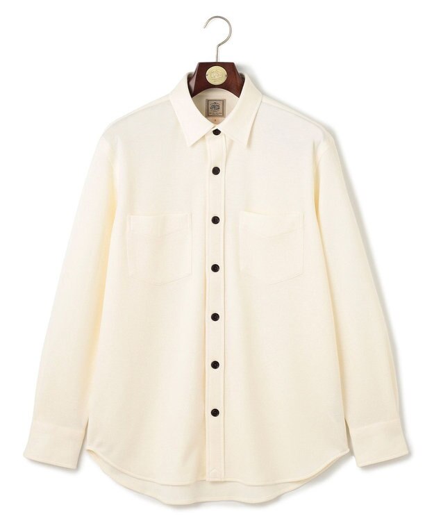 J.PRESS MEN ウールコットン ダブルカバーツイルシャツ アイボリー系