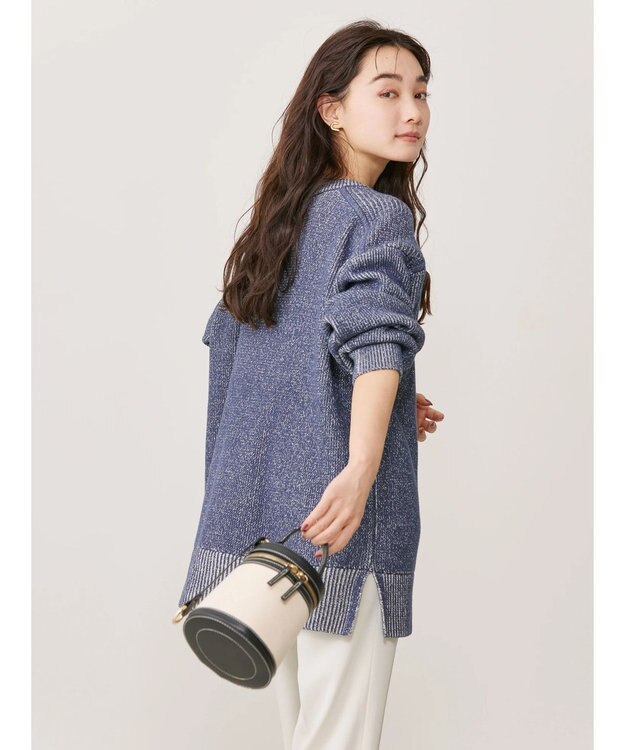 AMERICAN HOLIC クルーネック編み違いニットチュニック Navy