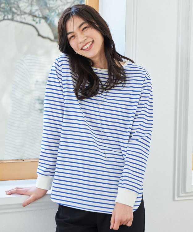 ANY テールＴシャツ オフ×ブルーボーダー