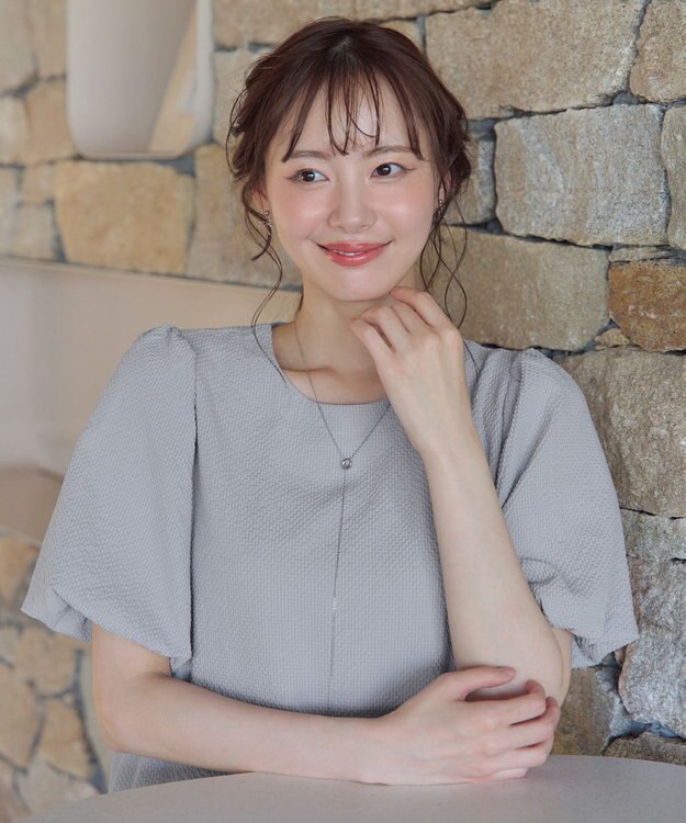 Tiaclasse L 【洗える】リップルピンタックワンピチュニック ライトグレー