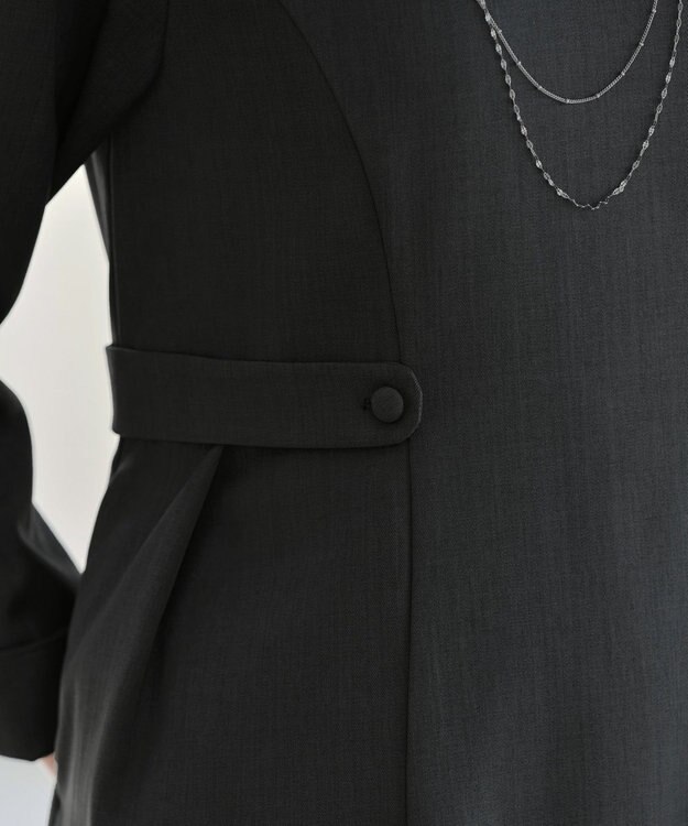 Tiaclasse L 【洗える】ウール調Aラインワンピース チャコールグレー