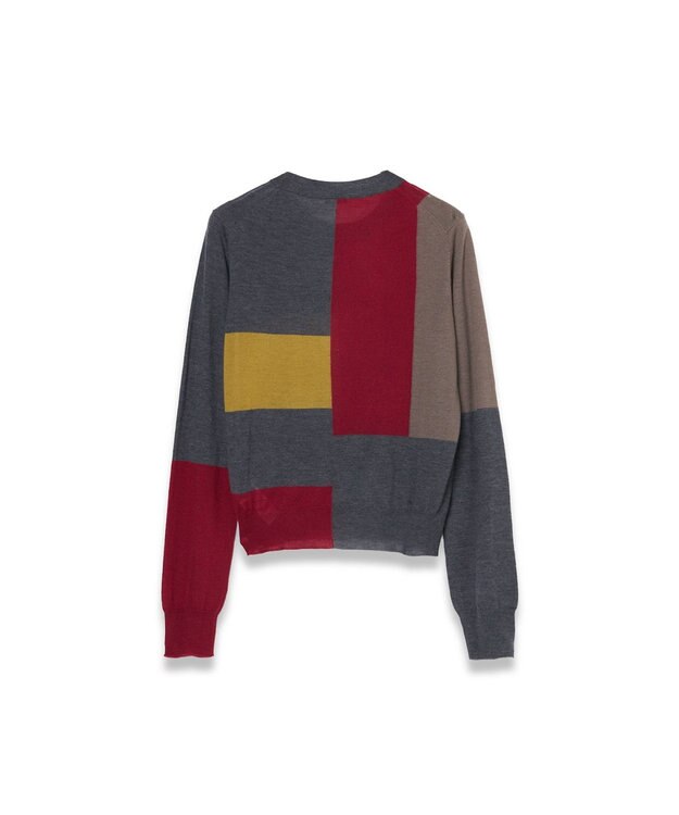 JOSEPH 【洗える】キャッシュエアーオーバーレイ　ラウンドネックニット Smoke combo