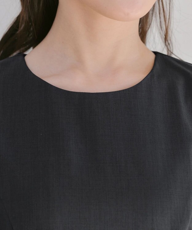 Tiaclasse 【洗える】ウール調Aラインワンピース チャコールグレー