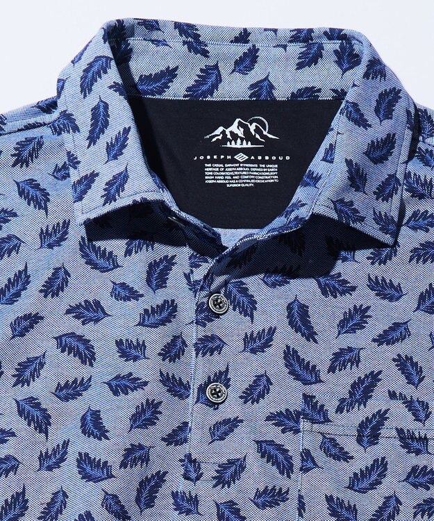 JOSEPH ABBOUD MOUNTAIN 暑さに徹底抗戦【首元に冷感ジェル】フリーズパック ポロ リーフ柄 ブルー系5