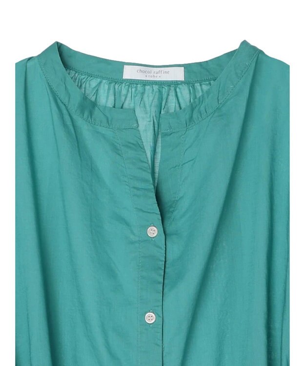 Green Parks スキッパーボリュームブラウスチュニック Green