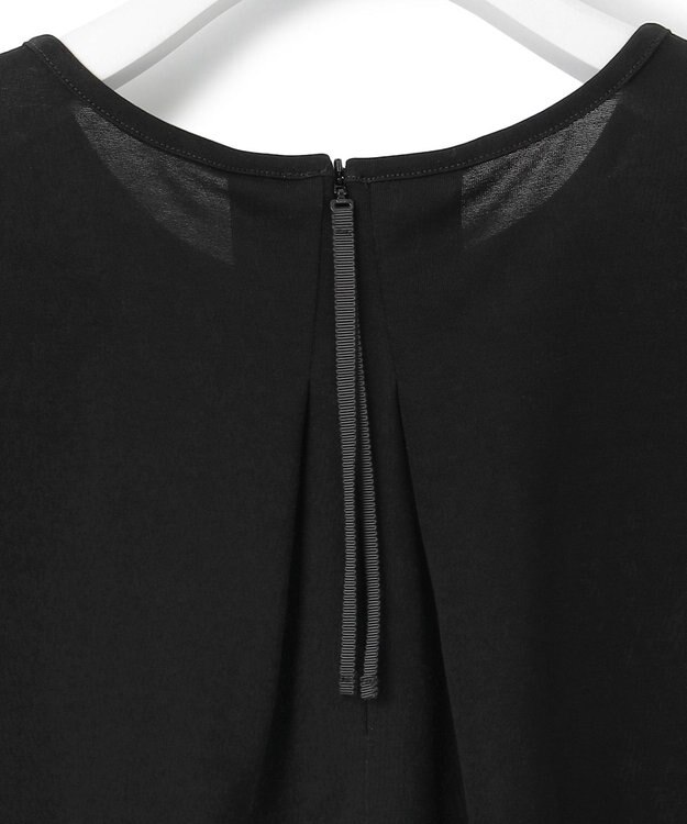 23区 L 【接触冷感/洗える】ツイストコットンプレーティング タックデザイン カットソー ブラック系