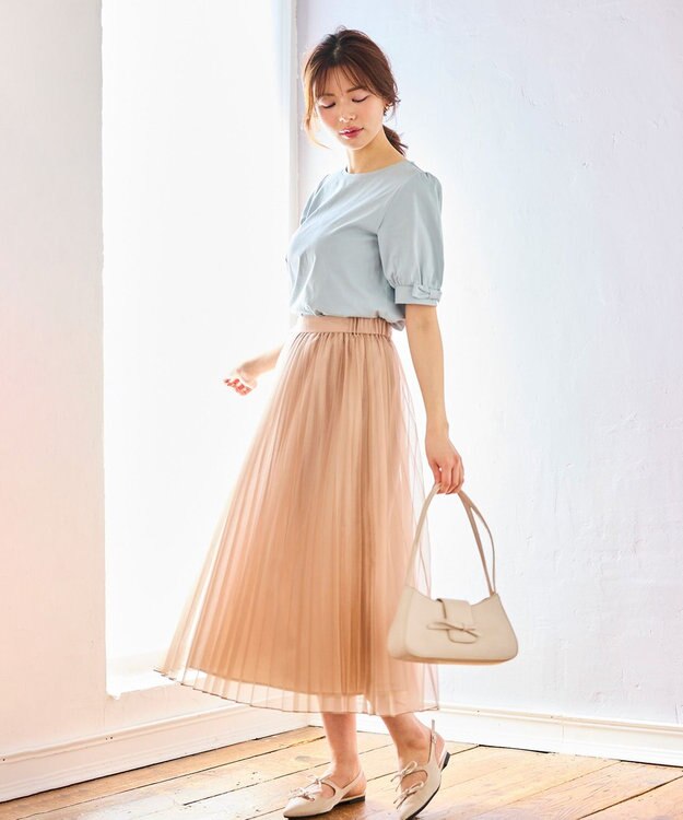 Feroux シャイニープリーツスカート ベージュ系