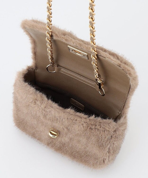 23区 フェイクファーチェーン ショルダー バッグ ブラウン系