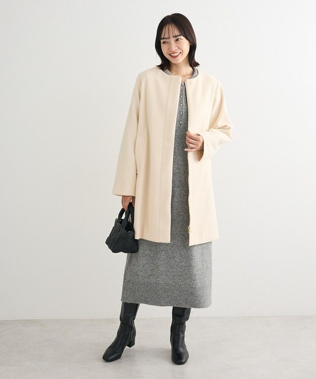 Green Parks ２ｗａｙフード取り外しＡラインコート Off White