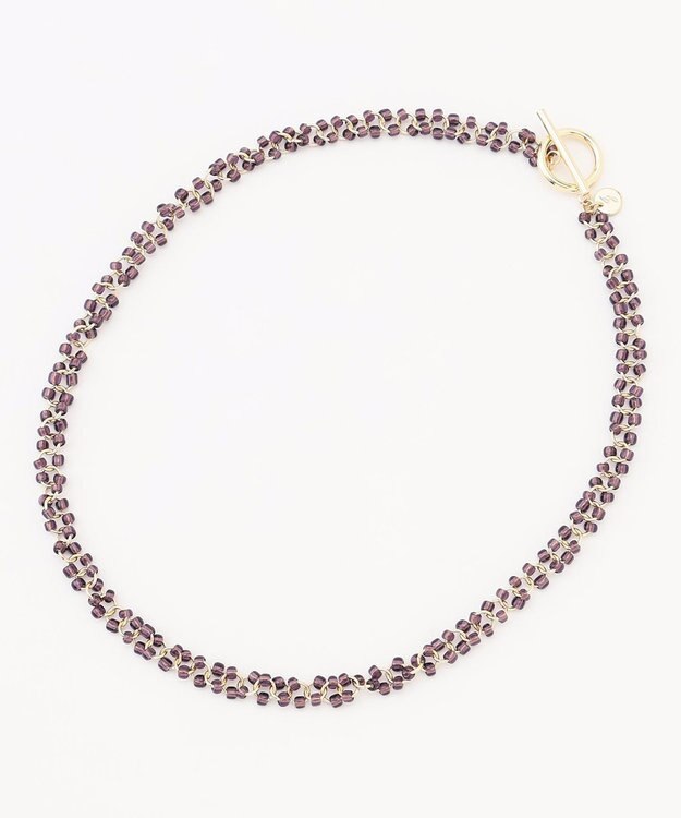 自由区 チェーンビーズ ネックレス パープル