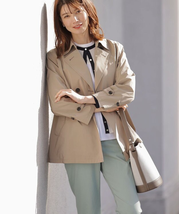 J.PRESS LADIES L 【洗える・ニットセット】TRIM TWIN ニット ライトグレー×ネイビー系