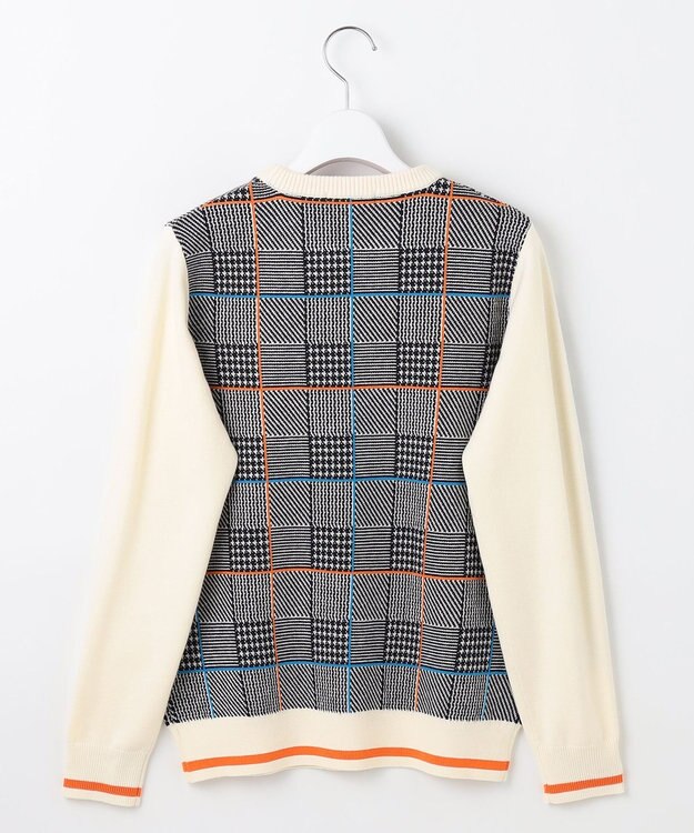 23区GOLF 【WOMEN】チェックジャガード クルーネック ニット ネイビー系3