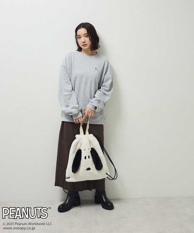 Green Parks ■PEANUTS スヌーピーフェイスファーナップサック Off White