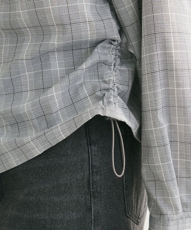 Green Parks サイドドロストショート丈シャツ（チェック） Check