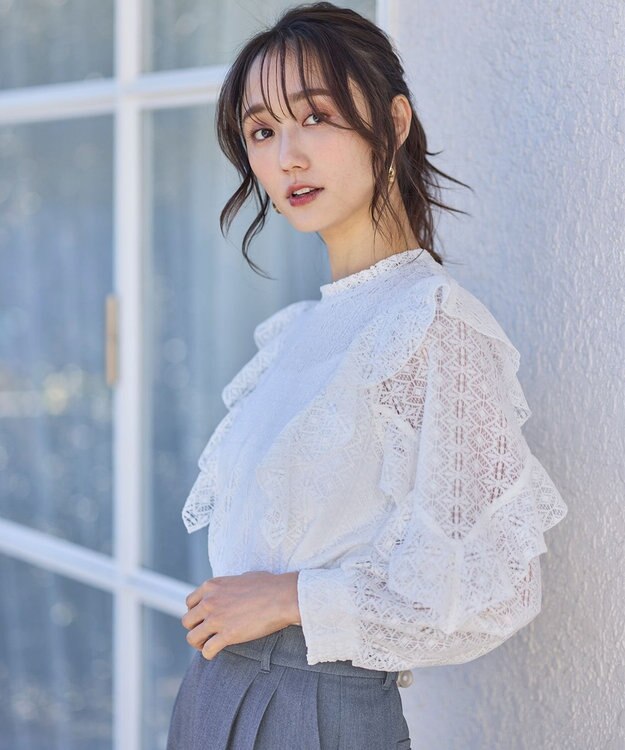 ANY SIS S 【洗える】ラッフルレース トップス オフ