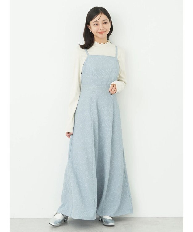 earth music&ecology ＳＥＴ２点ジャガードボレロ＋ワンピース Grayish Blue