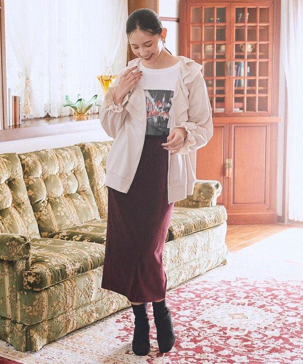 earth music&ecology 【裏毛】フリルカラーＺｉｐウラケブルゾン Ecru