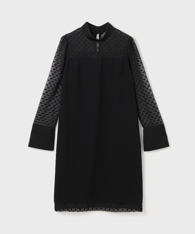 GRACE CONTINENTAL シアージャガード切替ドレス ブラック