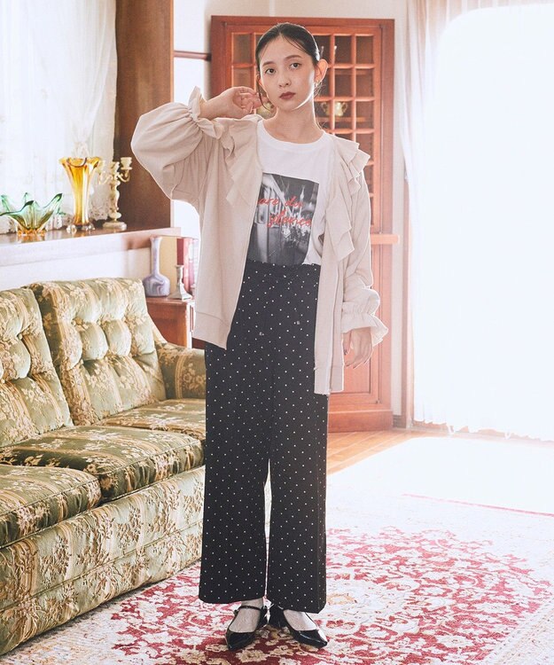 earth music&ecology 【裏毛】フリルカラーＺｉｐウラケブルゾン Ecru