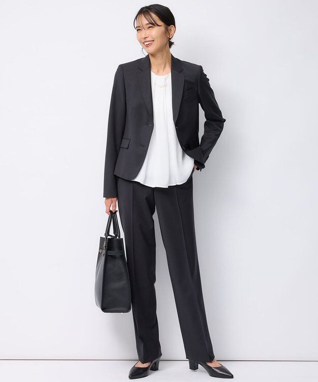 23区 S 【洗える】シルキーデシン タックディテール カットソー ホワイト系