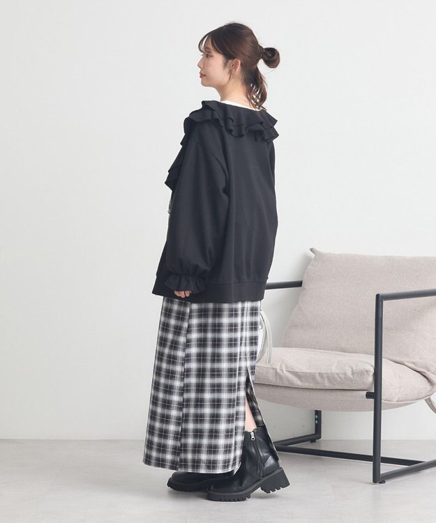 earth music&ecology 【裏毛】フリルカラーＺｉｐウラケブルゾン Black