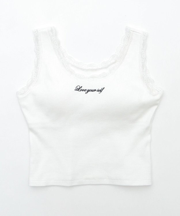 WEGO 【カップ付きインナー】カップインレースタンク ホワイト