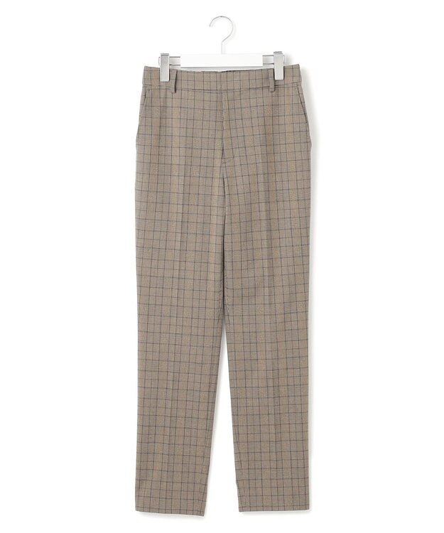 23区 【洗える】ドライ2WAYストレッチ チェック テーパード パンツ ブラウンチェック