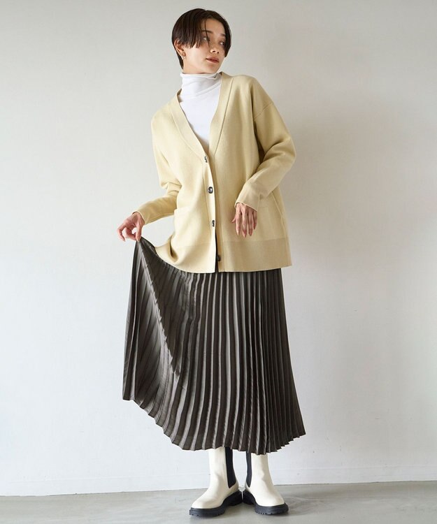 UNFILO プリーツスカート カーキ