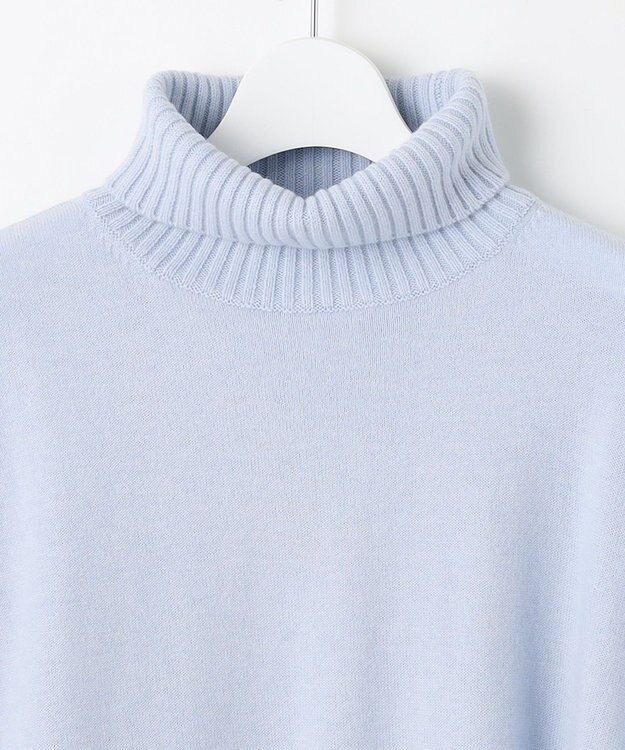 自由区 【洗える】セミウーステッドウール タートルネックニット スカイブルー系1