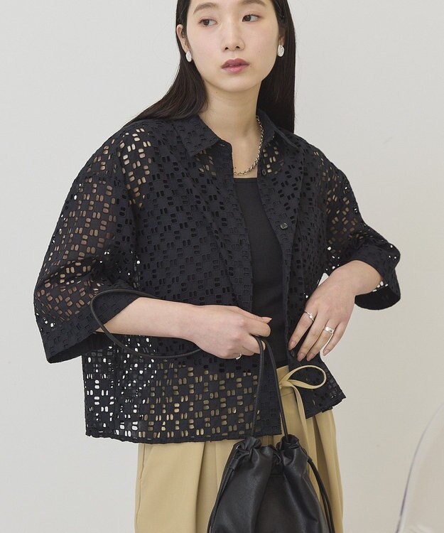 AMERICAN HOLIC 刺繍ショート半袖シャツ Black