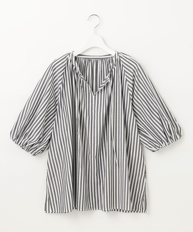 UNFILO 【洗える】イージーケア ボリュームスリーブブラウス ブラック系