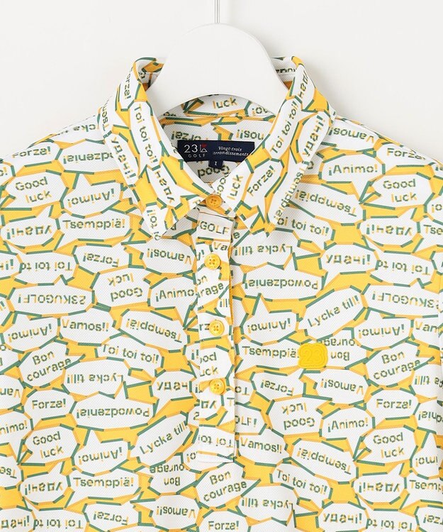 23区GOLF 【WOMEN】【吸水速乾/UVカット】YELL総柄プリントポロシャツ イエロー系5