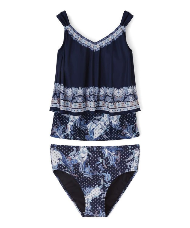 San-ai Resort（三愛水着楽園） ロングパンツセット　13L・15L　【Coral veil（コーラルヴェール）】 ネイビー