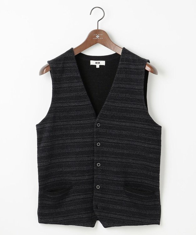 JOSEPH ABBOUD 【洗える/ソフトな肌触り/軽い】シェニールヤーンジャカードニット ベスト グレー系