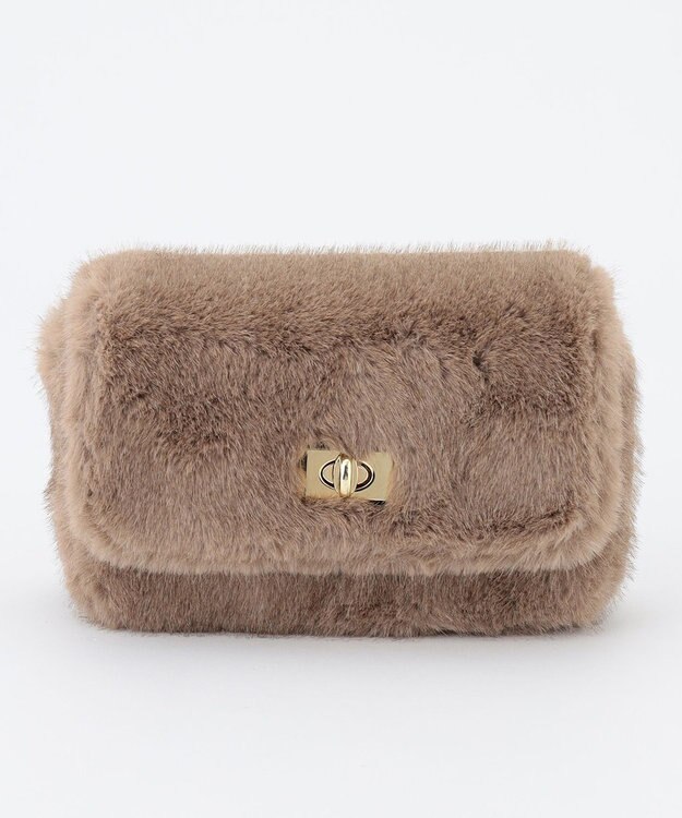 23区 フェイクファーチェーン ショルダー バッグ ブラウン系